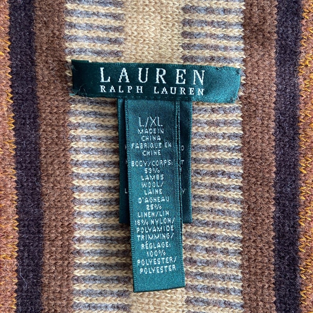 Ralph Lauren Serape Stripes Open Cardigan Waterfall Drapped Knit Wrap L to XL - Picture 8 of 15